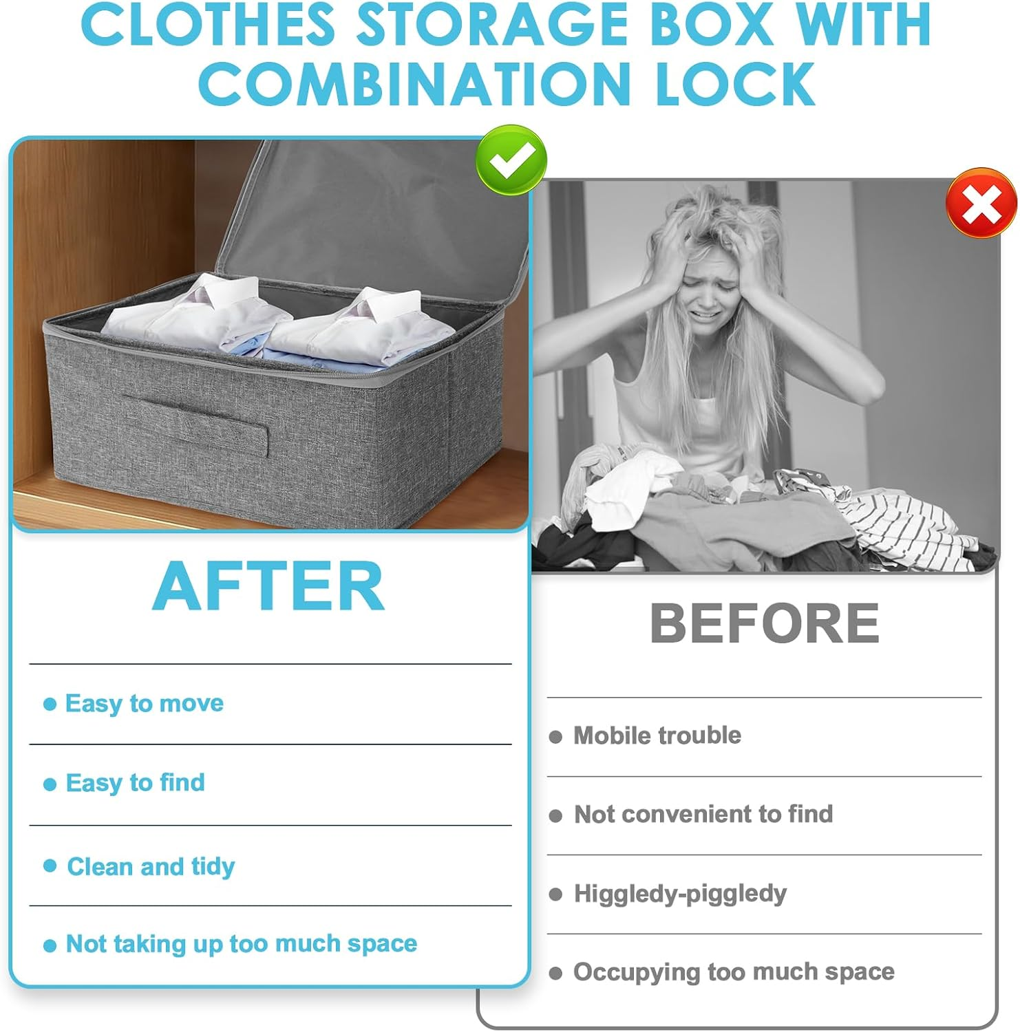 SHMAUNU Discreet Lockable Storage Toy Bag, Storage Box with Zipper & Handle, for Private Toys Cards Files Documents Cash Accessories image number 1