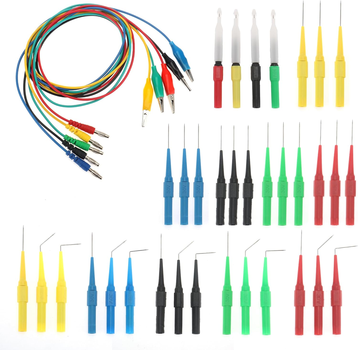 DIANN 39Pcs Back Probe Test Kits 4Mm Banana Plug to Alligator Clips Test Wires Wire Piercing Probes Automotive Test Leads Set for Vehicle Automotive Car Circuit Electrical Diagnostic Testing image number 3
