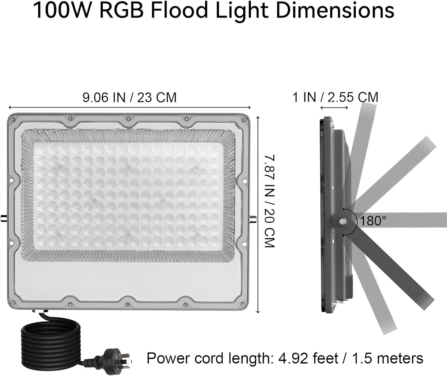 MEEKBOS 2-Pack RGB LED Flood Lights Outdoor,Color Changing Flood Lights,100W (800W Equivalent),10000Lm, Works with Bluetooth App or 2.4G Remote,Ip66 Waterproof,16 Million Colors, Timing, Music Sync