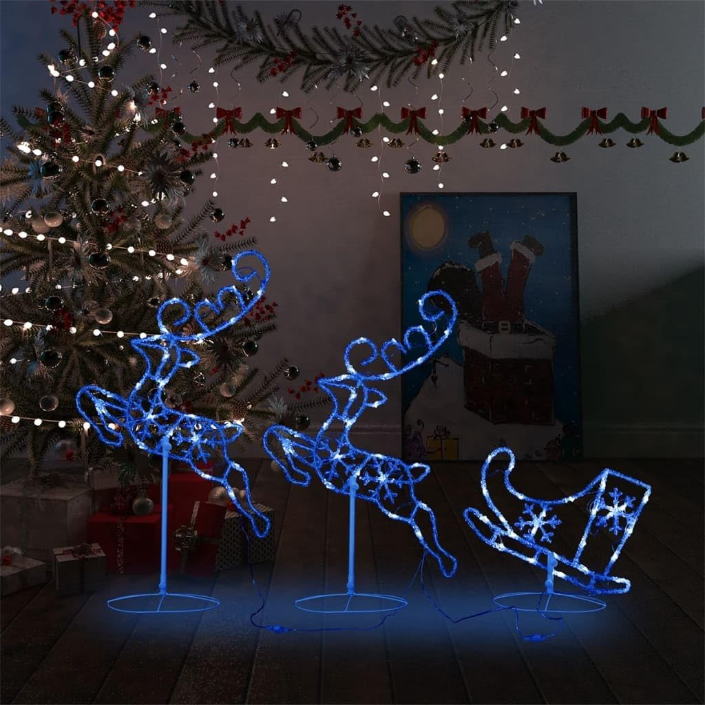 Acrylic Christmas Flying Reindeer Sleigh 260X21X87Cm Holiday Decor Outdoor image number 6