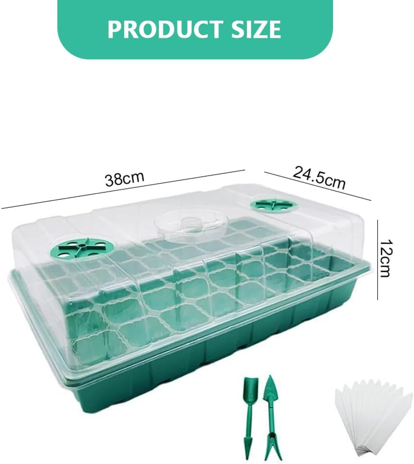 4 Pack Seed Starter Trays 160 Cells Plant Germination Tray with Adjustable Dome Lid, Seedling Starter Growing Tray Mini Propagator Greenhouse Plant Growing Trays with Tools