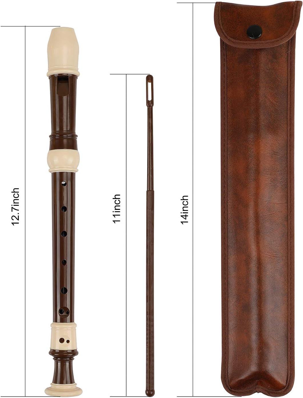 Recorder 8 Hole Descant Flauta Soprano Recorder Professional Treble Flute Baroque Style C Key for Adults with Fingering Chart Instructions image number 2