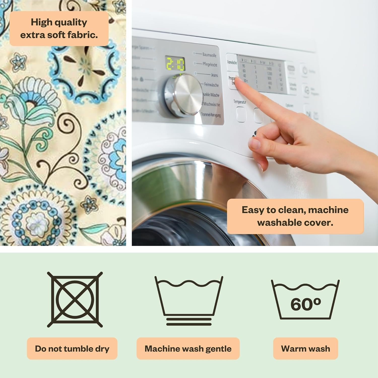 My Brest Friend Original Nursing Pillow Slipcover Sleeve | Great for Breastfeeding Moms | Pillow Not Included, Yellow, Green image number 3