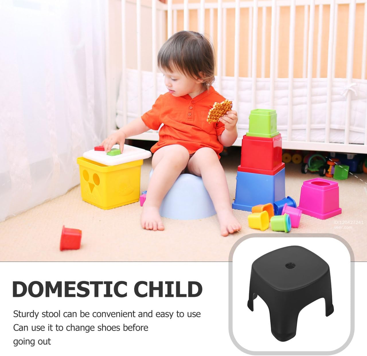 Baluue Plastic Small Stool 6.3 Small High Shoe Change Stepping Stool Outdoor Footstool for Bathroom Kitchen Bedroom Black Compact for Home Use image number 7