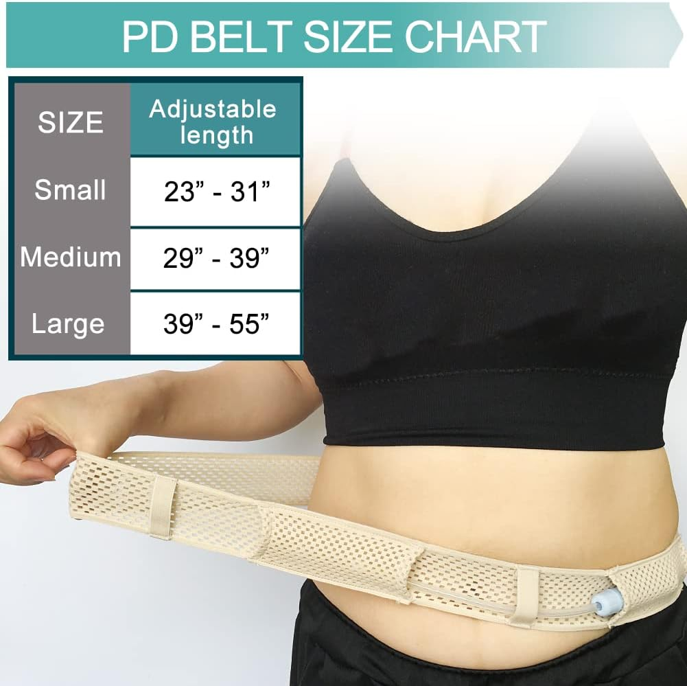 Comfortable Breathable Peritoneal Dialysis Belt PD Catheter Holder Accessories Adjustable Feeding G Tube Pouch Safety Secure Transfer Set Peg Tubing Supplies Men Women, Beige Medium image number 1