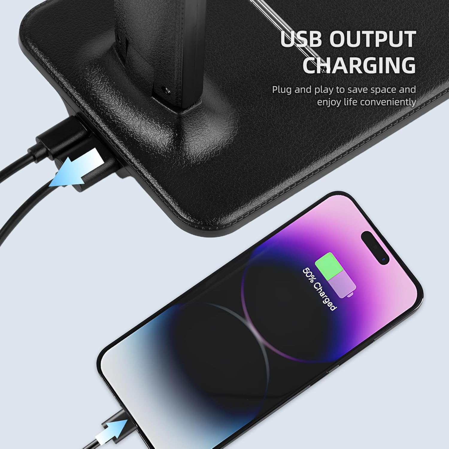 LED Desk Lamp, Dimmable Table Lamp, LED Table Lamp with 5 Colours and 5 Brightness Levels, Reading Lamp with USB Charging Port, Touch Control for Children, Bedroom, Reading, Offices, Black image number 1