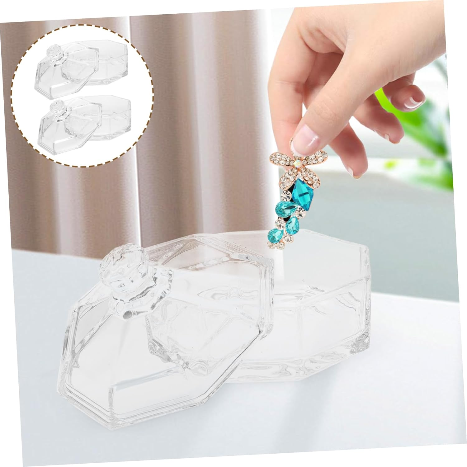 LABRIMP 2Pcs Glass Storage Jars Lids Retro Style Glass Jars for Home Use as Candy Containers image number 6