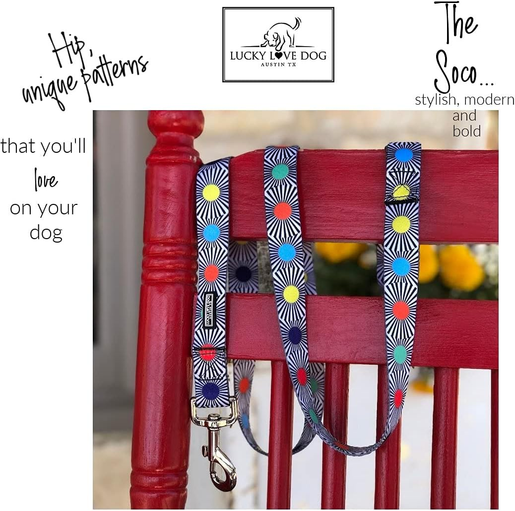 Lucky Love Dog, Adjustable Fun Style Martingale Collar for Dogs, Comfy & Bright Color, Premium No Slip Dog Collar - (Medium, SOCO Mart) image number 1
