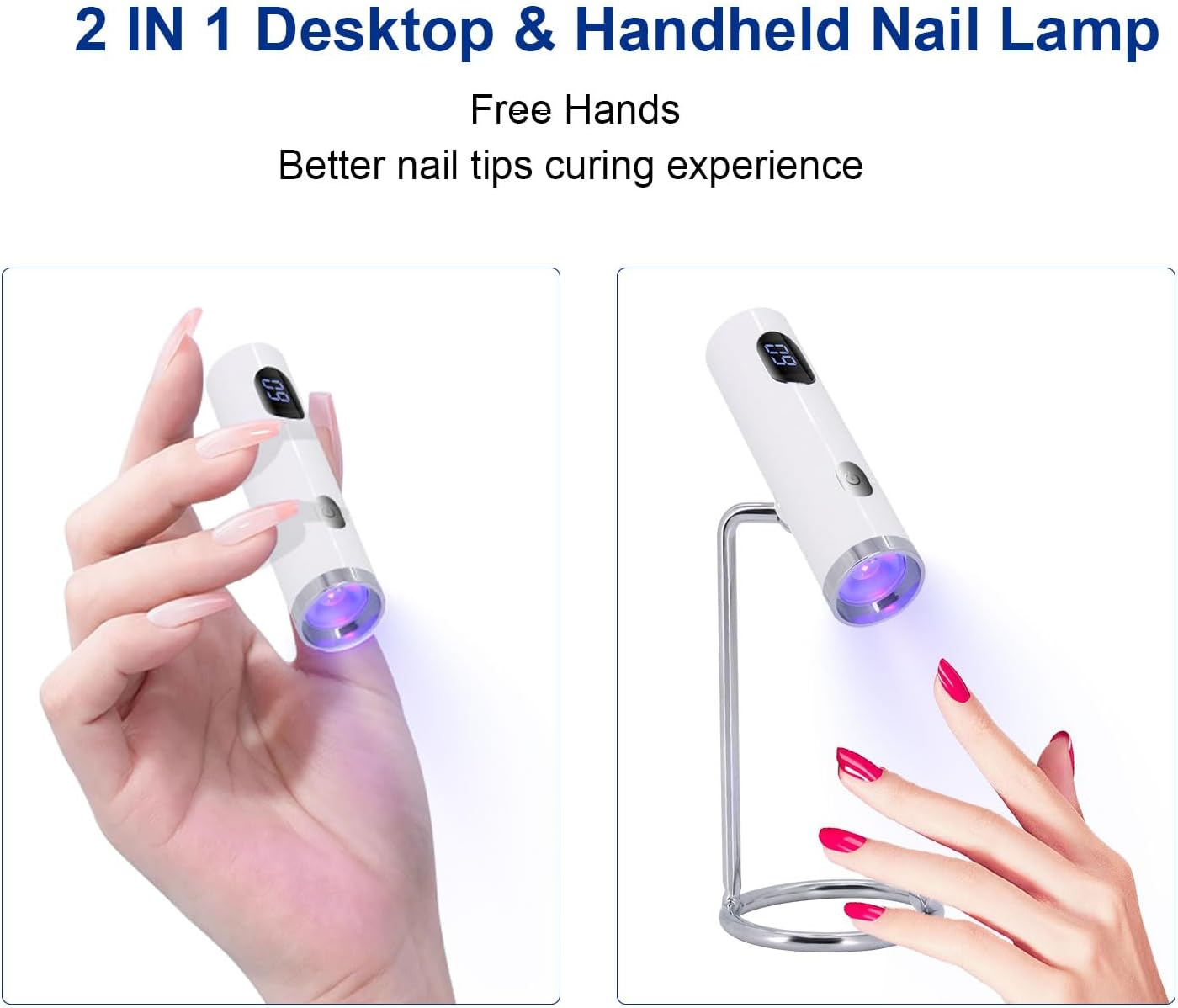 Wenxintek UV Nail Lamp,2 in 1 Desktop & Handheld UV Light for Gel Nails,Mini LED Nails Dryer Flash Cure Lamp for Acrylic Nail Extension Gel Tips Home Salon,Magnetic Stand,Usb Cable image number 1