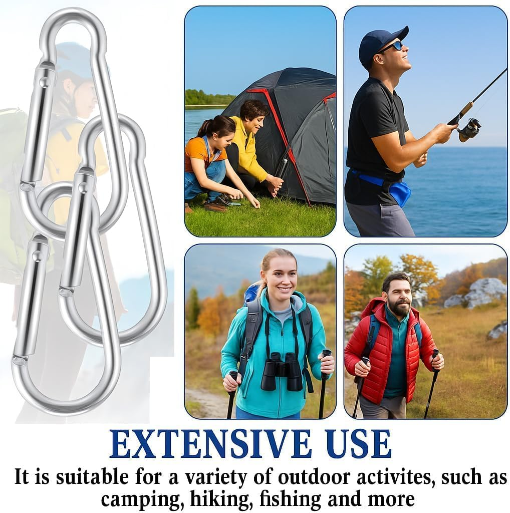 50Pcs Small Carabiner Clips Mini Aluminum Carabiner Clip Keychain Bulk Hook Pack Carabeaner D Shape Hook Keychain for Home Hiking, Silver