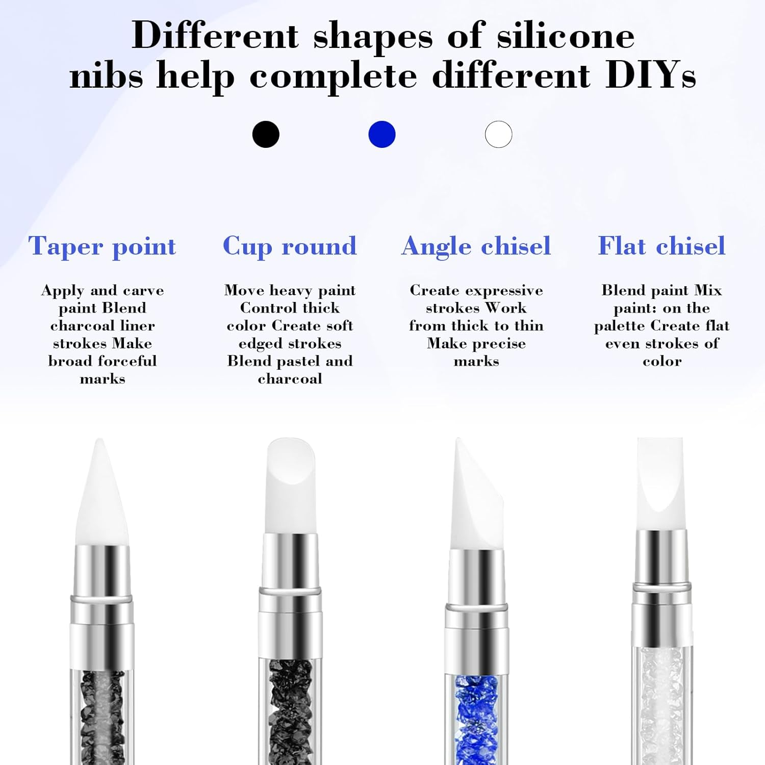 YQQYG 3 PCS Silicone Nail Brush, Dual Tipped Nail Art Sculpture Pen, Rhinestone Nails Carving Tool, 3D Nail Gel Art Tools for Sculpting Gel Shaping Nail Foil Drawing image number 2