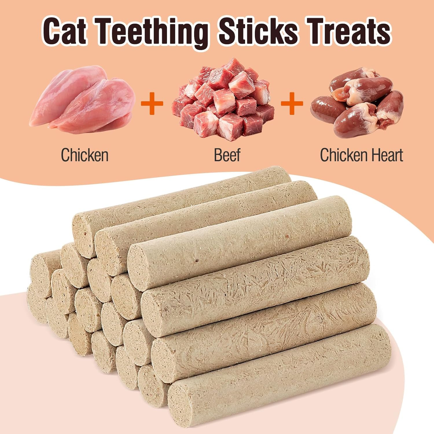 Freezed Dried Cat Teething Sticks, Cat Chicken Treats, Dog Treats Chicken and Beef Flavor for Freshens Breath image number 2