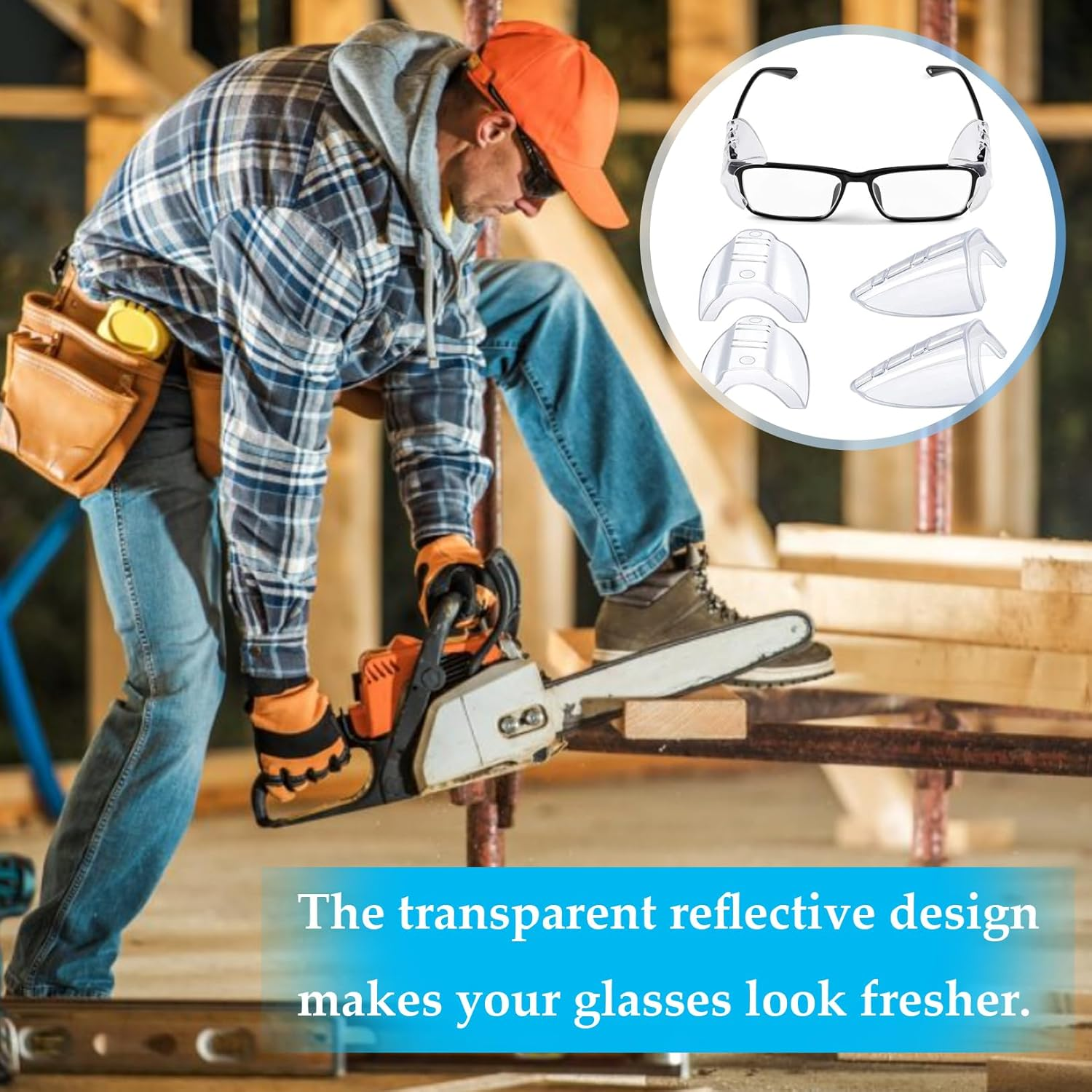 BNXF 2 Pairs Side Shields,Shields Slip on Clear Side Shields,Glasses Side Safety Protection,Safety Glasses Side Shields,Universal Side Shield Safety Glasses for Small to Medium Eyeglasses(Clear)