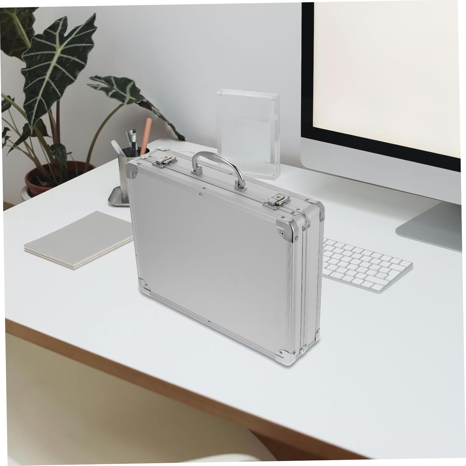 WHAMVOX Aluminum Alloy Shockproof Tool Box Foam Insert Portable Medicine Carrying Case Lockable Storage Suitcase for Outdoor Travel and Instrument Accessories 36X27.5X7Cm image number 3