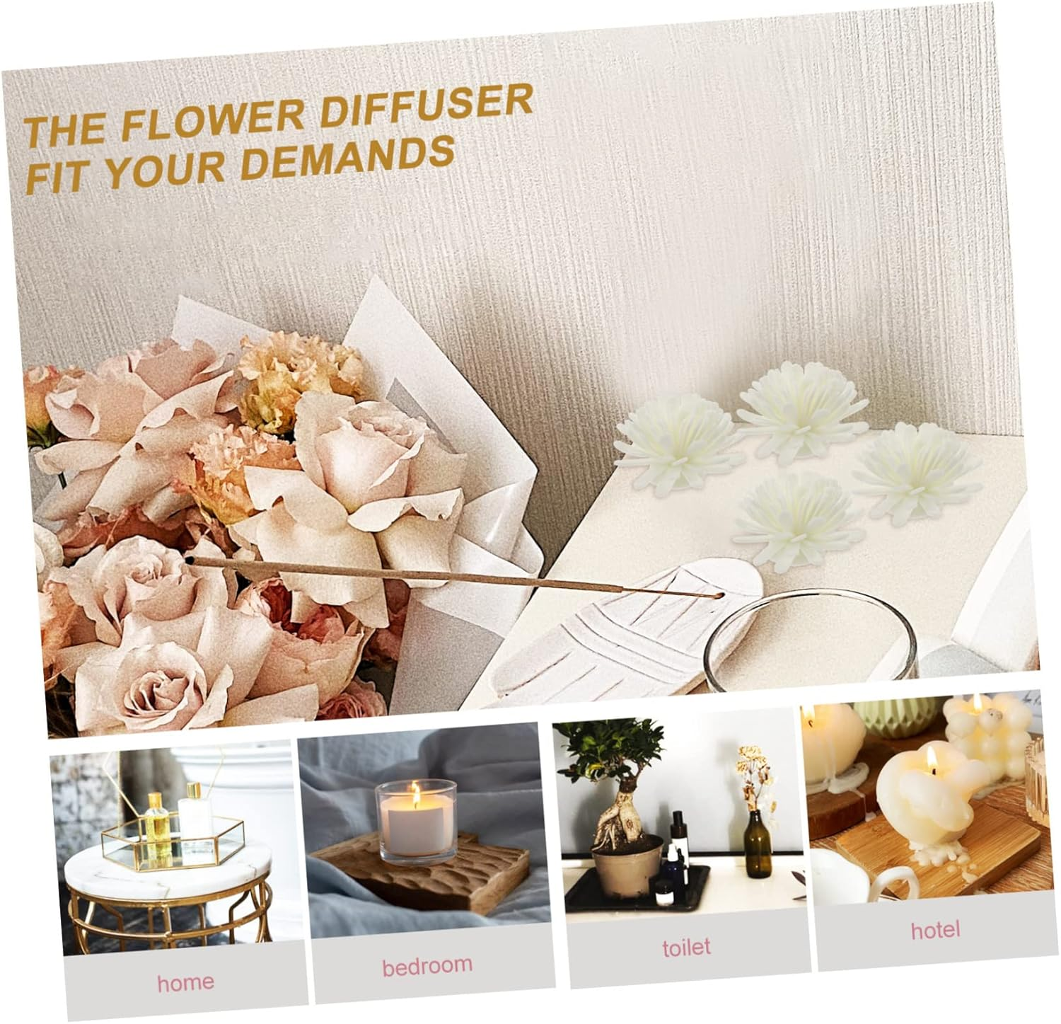 100Pcs Simulated Chrysanthemum Aromatherapy Flower Diffuser for Home Office image number 2