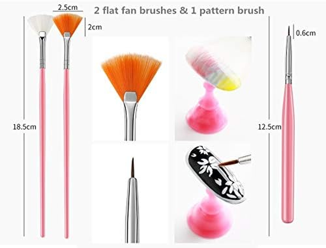 20PCS Nail Art Design Tools, 15PCS Painting Brushes Set with 5PCS Dotting Pens - Black image number 7
