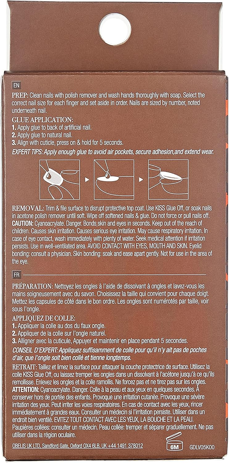 KISS Gold Finger Gel Glam Press on Nail Dark Brown Glitter French Full Cover Luxurious Design, Square Shape, Medium Length, Mini Glue Included Gf64 image number 2