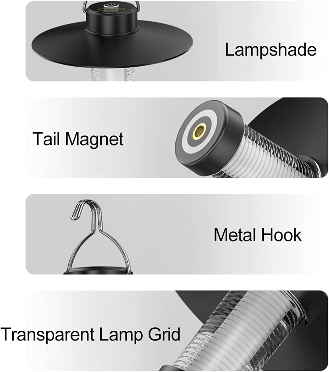 EZONEDEAL Camping Lantern, Outdoor Rechargeable Camping Lamp Lantern with Magnet Lampshade Tripod Fast Charging, Emergency Survival Lightweight Portable Tent Light, Warm Light image number 4