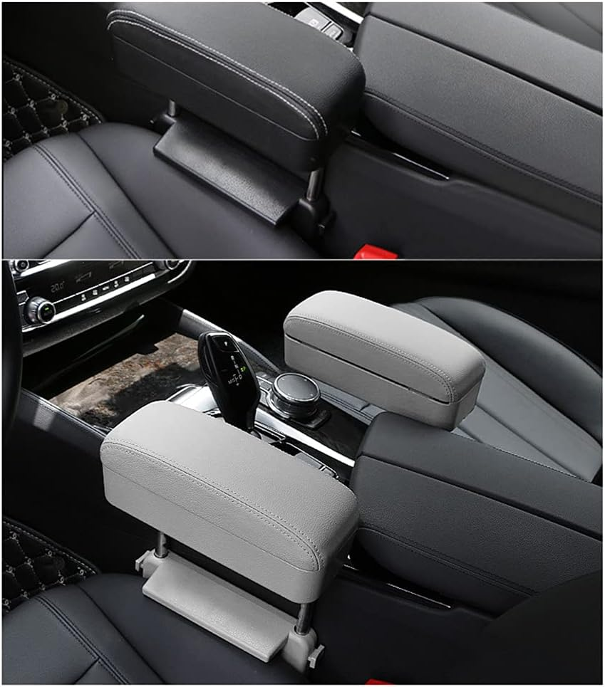 SENYAZON Car Console Armrest Box Arm Rest Height Adjustable Comfort Elbow Pad Armres Storage Organizer Box (Grey)