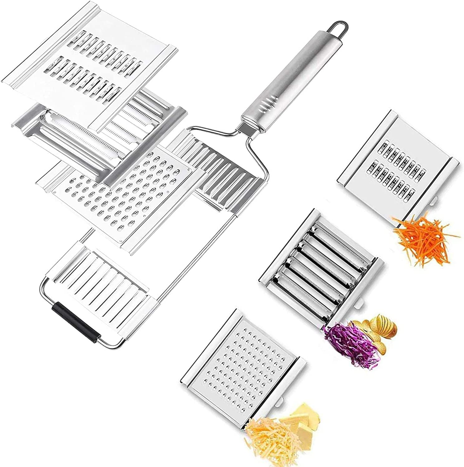 EZONEDEAL 3 in 1 Vegetable Chopper Set, Multipurpose Vegetable Slicer Cheese Grater Cutter, Handheld Graters for Kitchen, Stainless Steel Kitchen Tools for Potato Onion & Carrot Shredder Tool image number 3