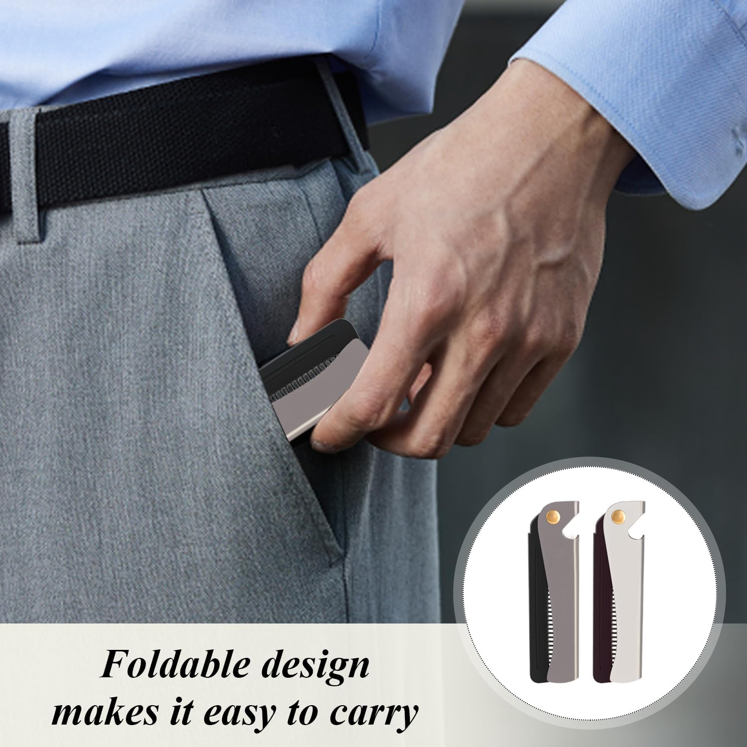 CHROMACRAFT Pack of 2 Foldable Beard Combs, Portable Stainless Steel Beard Comb, Professional Styling Comb for Men, Hairdressing Comb, Fine Tooth Oil Comb image number 5