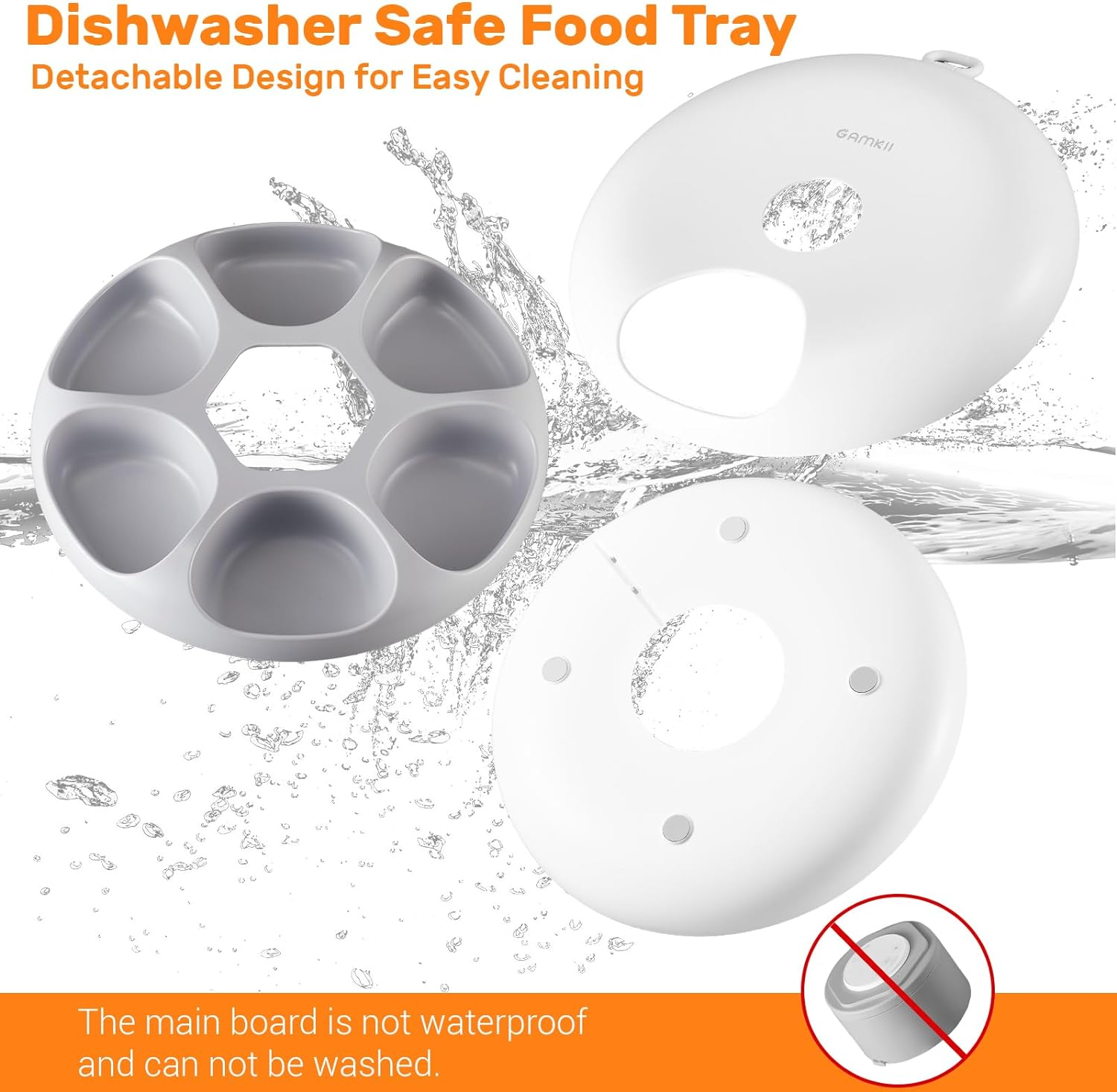 GAMKII Automatic Cat Feeder for Wet Food, 6 Meals Cat Food Dispenser with 2 Ice Packs, Programmable Timer, Rechargeable Cordless Auto Pet Feeder for Cats Small Dogs- Bpa-Free Food Tray image number 6