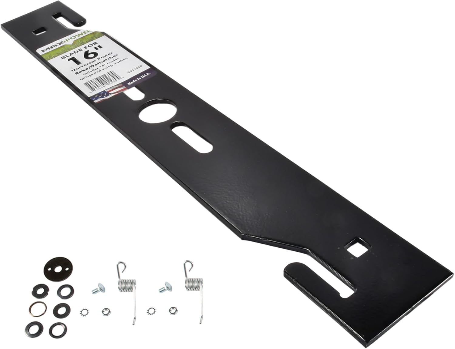 Maxpower 330100B 16" Universal Power Rake/Dethatcher Lawn Mower Blade, Black