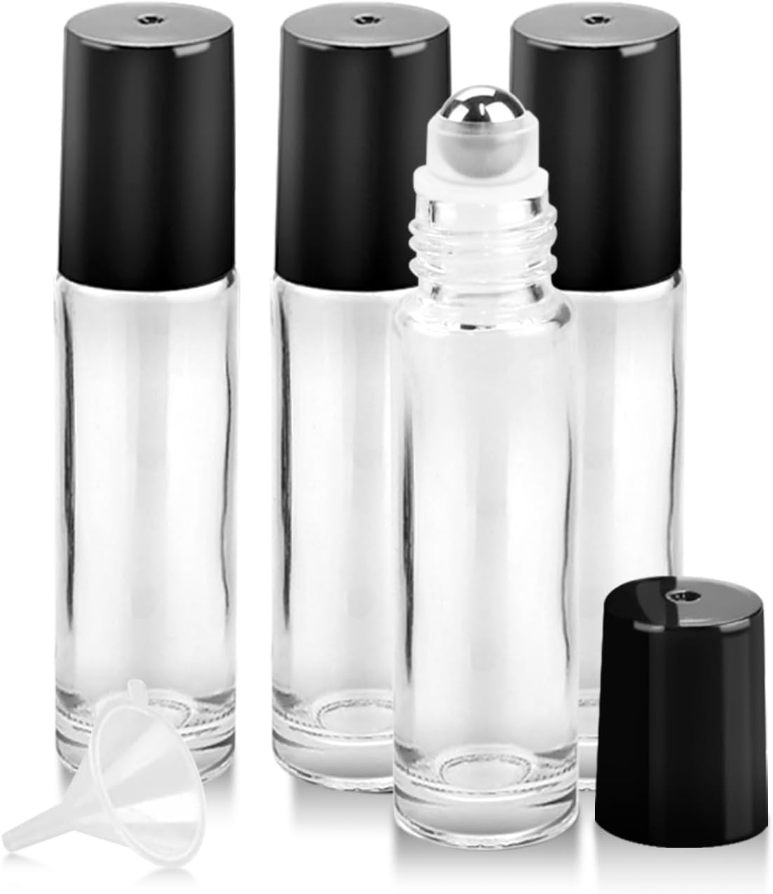 Worldgsb 4 Pack Essential Oil Roller Bottles, 10Ml Refillable Clear Glass Roller Bottles with Stainless Steel Roller Balls and Caps for Travel, Perfume and Lip Gloss image number 6