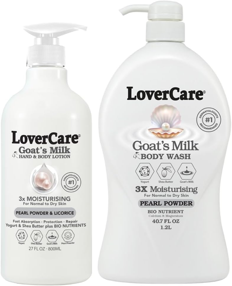 Combo Pack - Lovercare Goat'S Milk Body Wash with Pearl Powder 1200 Ml - Hand & Body Lotion Pearl Powder 800Ml image number 2