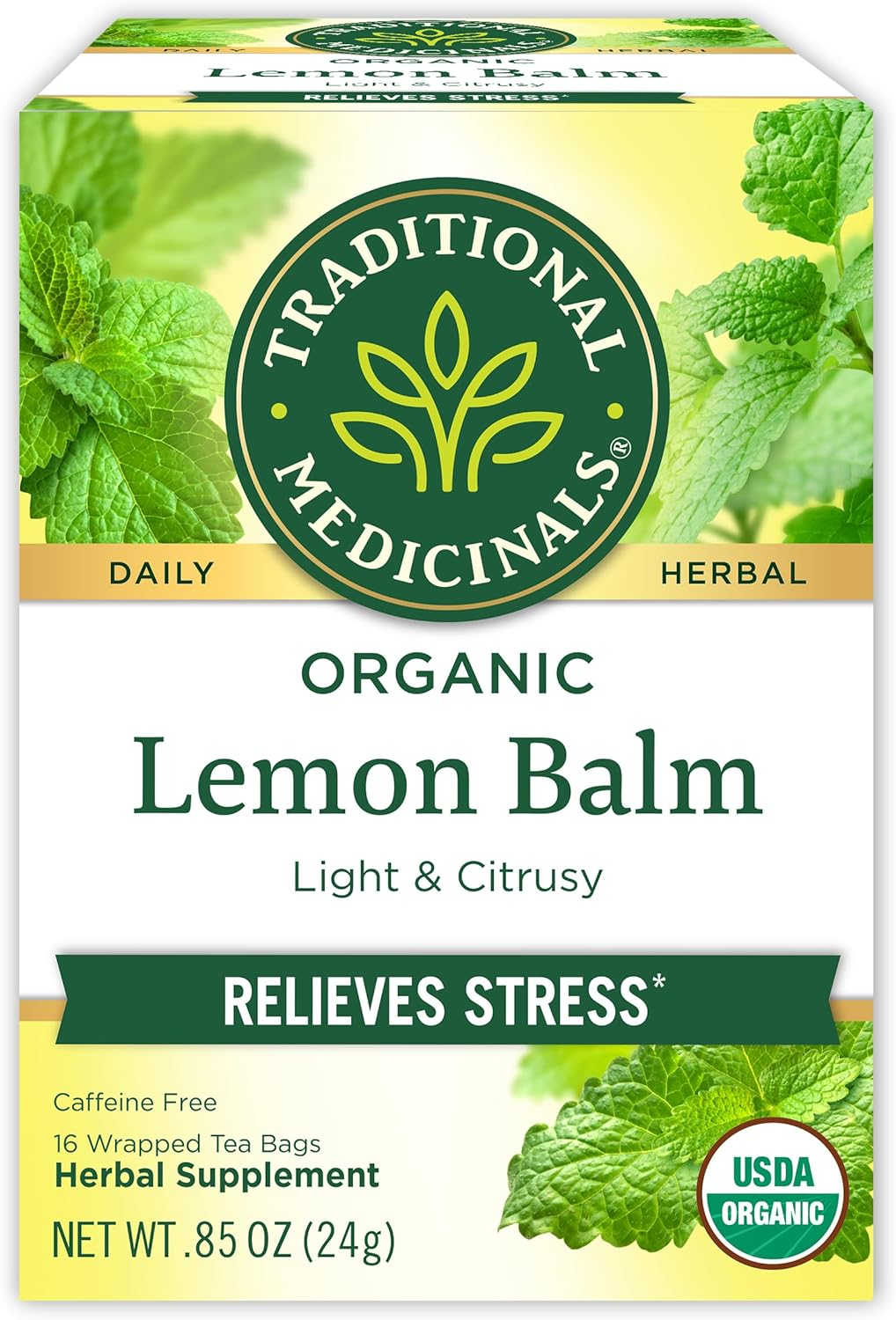 Traditional Medicinals Organic Lemon Balm Herbal Tea, Calming and Supports Digestion, (Pack of 1) - 16 Tea Bags image number 6