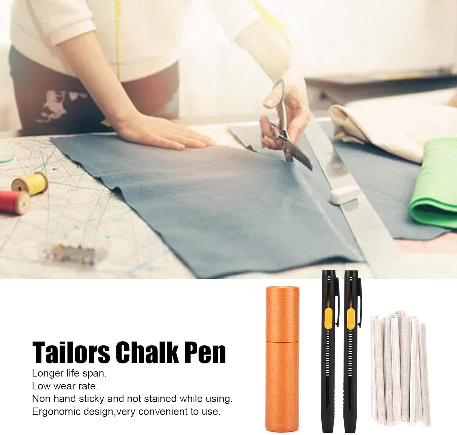 Tailors Chalk Pen, Tailors Chalk Pencil Tailors Pencil Marking Chalk Sew Chalk Markers Ergonomic Tailor Chalk Core Clear Drawing Line for Cotton Knit Suede