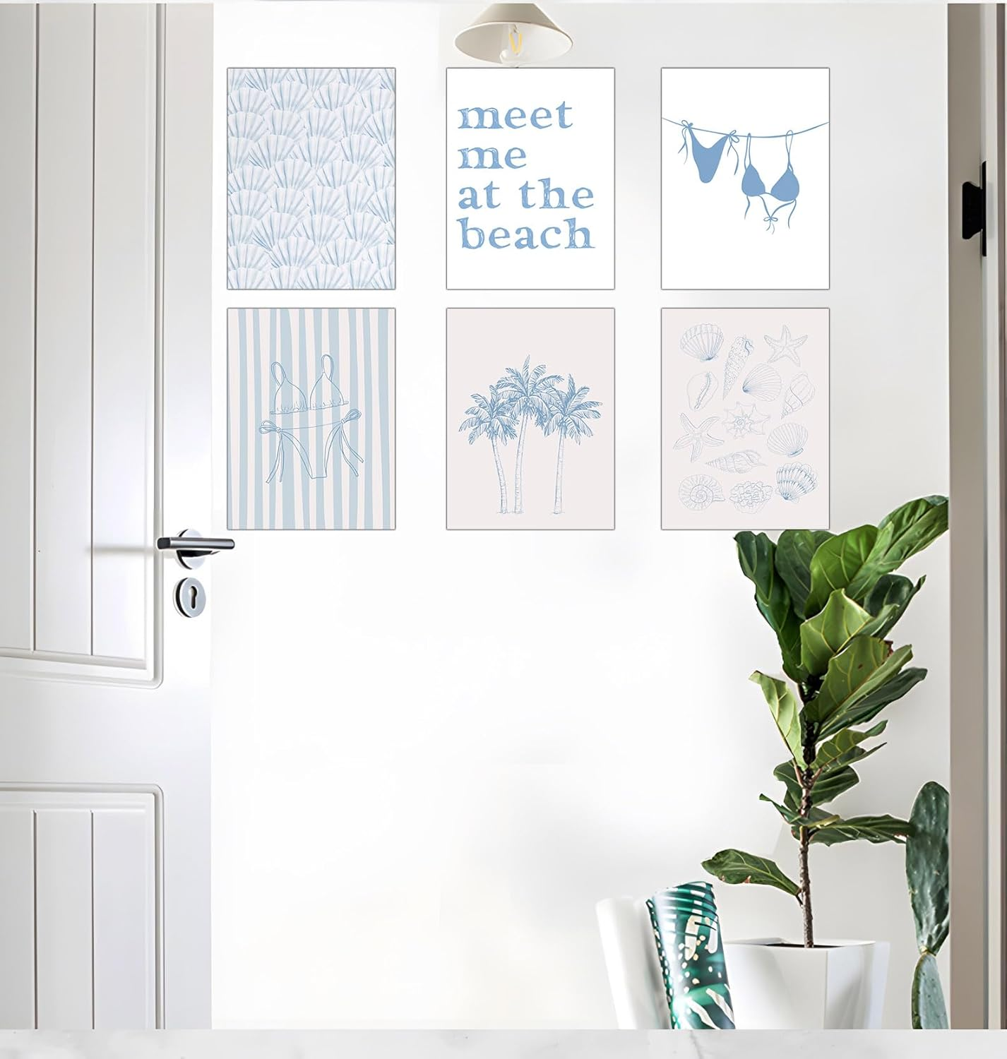 Blue Coastal Beach Wall Art Poster Summer Surf Gallery Canvas Wall, Coastal Cowgirl Aesthetic Room Decor Surf up Prints, Beachy Coastal Wall Art Life Poster Preppy Beach Print Artwork Painting (Poster image number 1