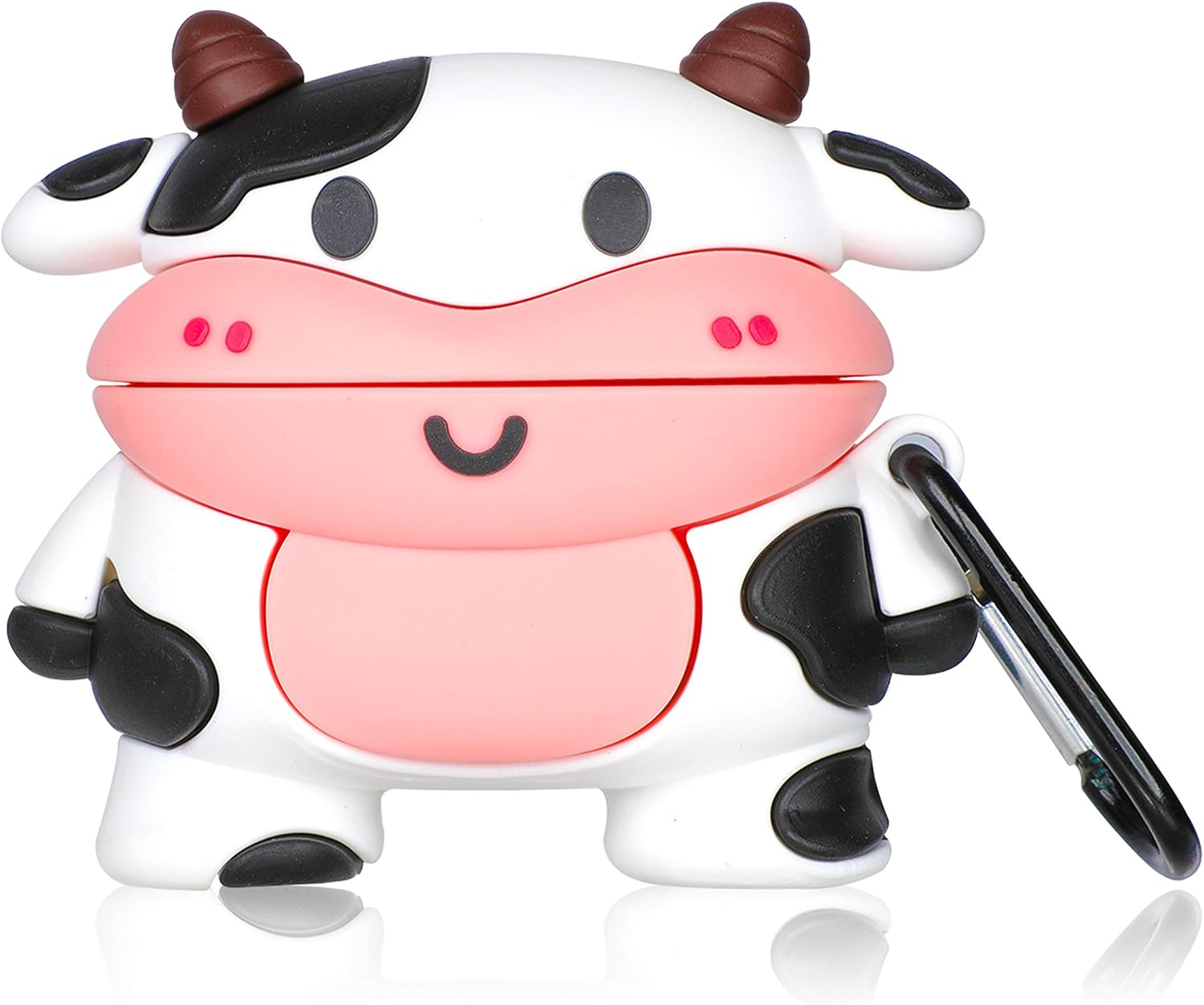 Jowhep Case for Airpod Pro 2019 Cartoon Design Cute Kawaii 3D Silicone Cover Keychain Fashion Funny Animal Soft Protective for Air Pods Pro Girls Kids Women Shell Cases for Airpods Pro (Smile Cow) image number 5