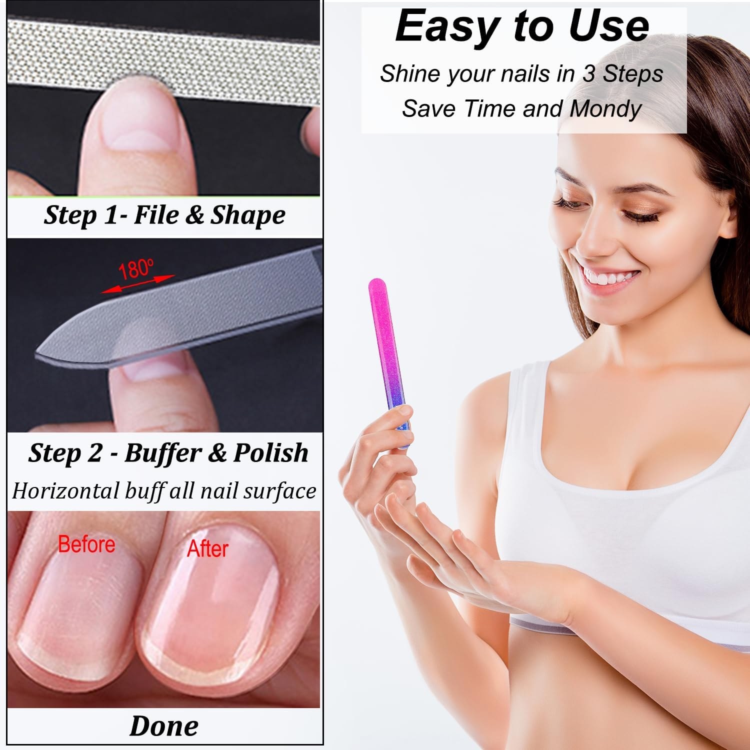 Long Lasting Nail File and Buffer Set, Rose Red Powder&hellip; image number 2