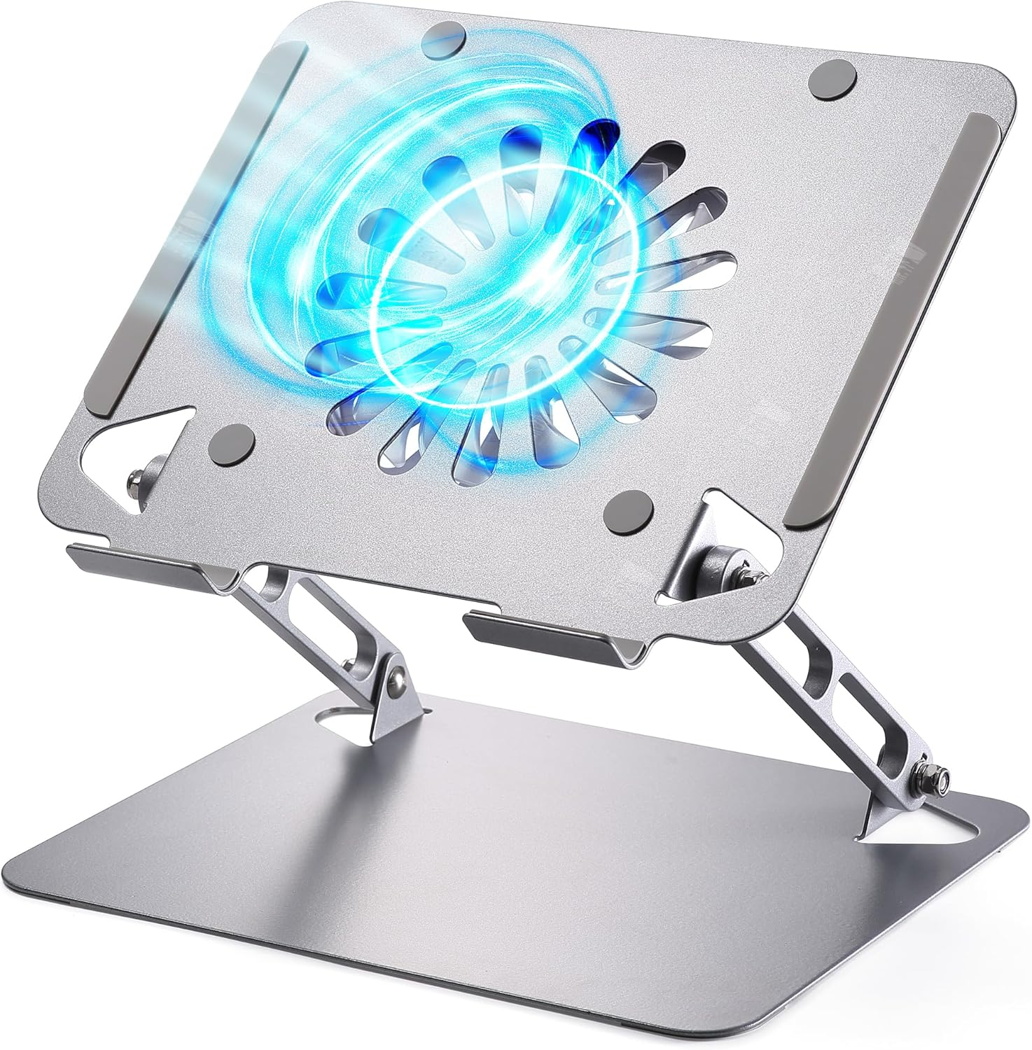 SOUNDANCE Laptop Cooling Pad with Upgrade Low-Noise Fan and 3.0 USB Hubs, Ventilated Laptop Cooler Prevent Overheating, Ergonomic Stand Support up to 17&rdquo; Gaming Notebook Computer, Aluminum