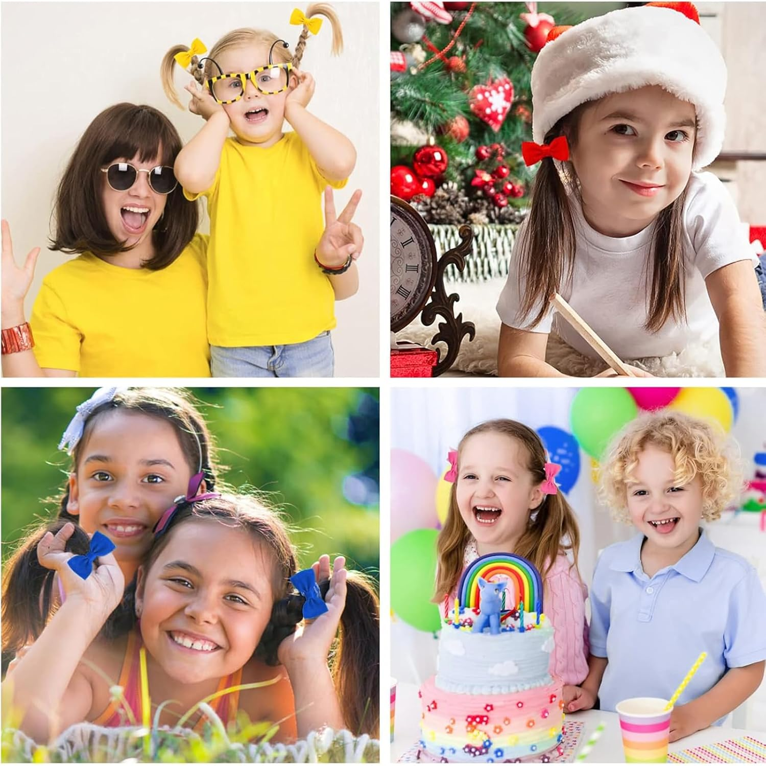 Itadaku 20 Pcs Baby Girls Bow Hair Ties, Mini Ribbon Hair Bands, Elastic Hair Accessories, Cute Boutique Hair Bobbles for Toddlers Children, & Girls image number 2