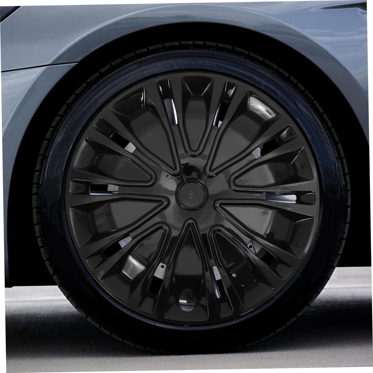 MOLUCKFU 15-Inch Black Automotive Wheel Hub Covers Universal Decorative Car Hubcaps for Vehicle Rim Protection and Repair Accessories image number 2