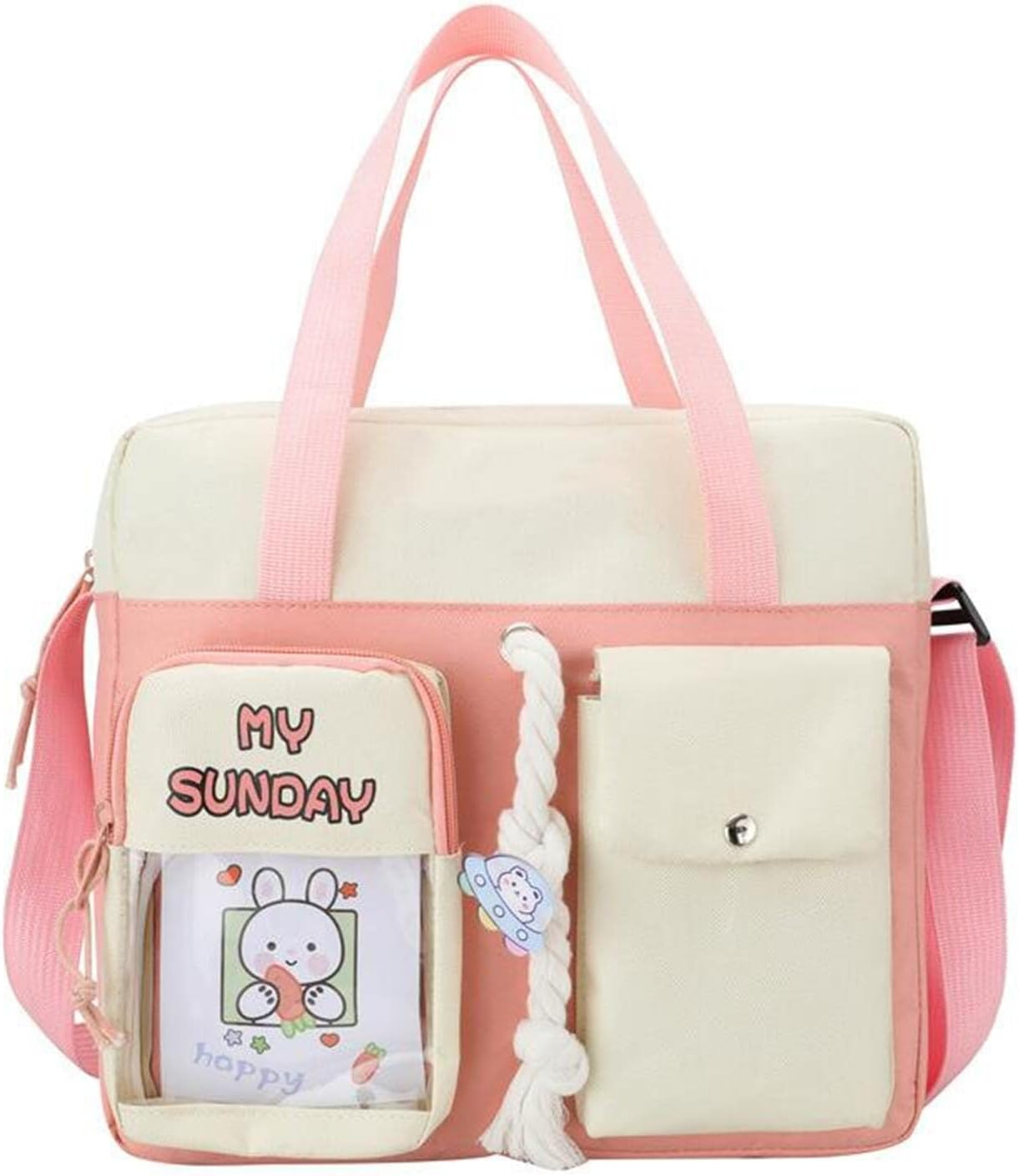 Aobiono Kawaii Backpack with Cute Pins Anime Japanese Ita Bag Aesthetic Handbag Shoulder Tote Messenger Crossbody JK Uniform