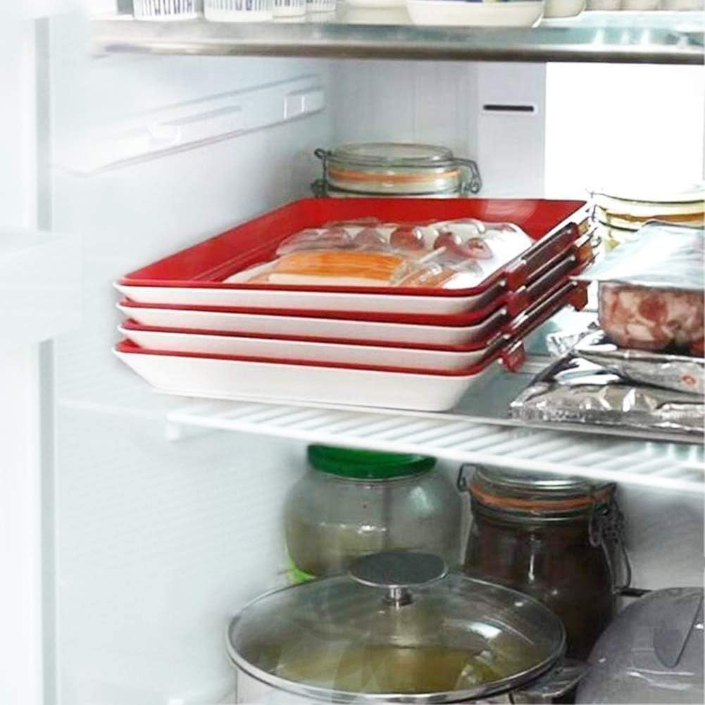 WIMIRIL Food Preservation Trays- Stackable, Reusable Food Tray with Plastic Lid, Durable，Superior for Keeping Food Fresh,Dishwasher & Freezer Safe-6 Count image number 6