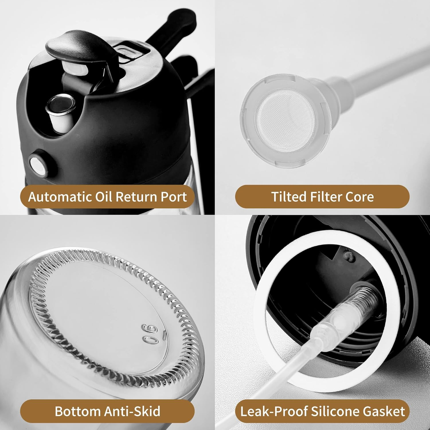 Unbreakable Oil Sprayer for Cooking - 16 OZ Dishwasher-Safe Oil Dispenser Bottle, 2-In-1 Spray & Pour for Olive Oil, Avocado Oil, Vinegar, Soy Sauce, Easy Clean with Removable Lid(Black)