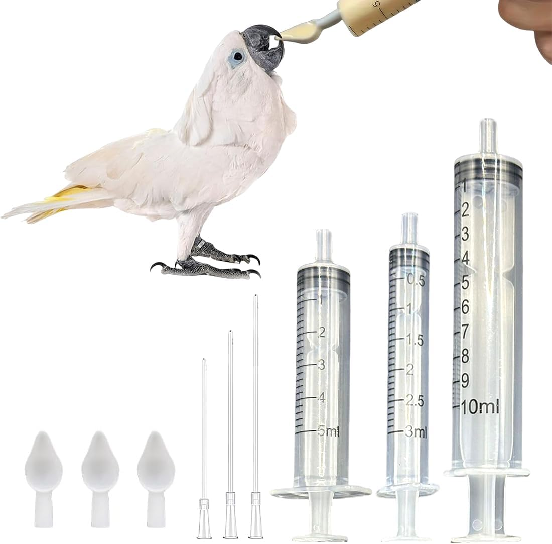 1 Set of Young Birds Feeding with Hose, Includes 3/5/10 Ml Feeder + 8/12/15 Cm Catheter + 3 Spoons, Suitable for Young Birds and Parrots, Essential Accessories for Small Pets image number 2