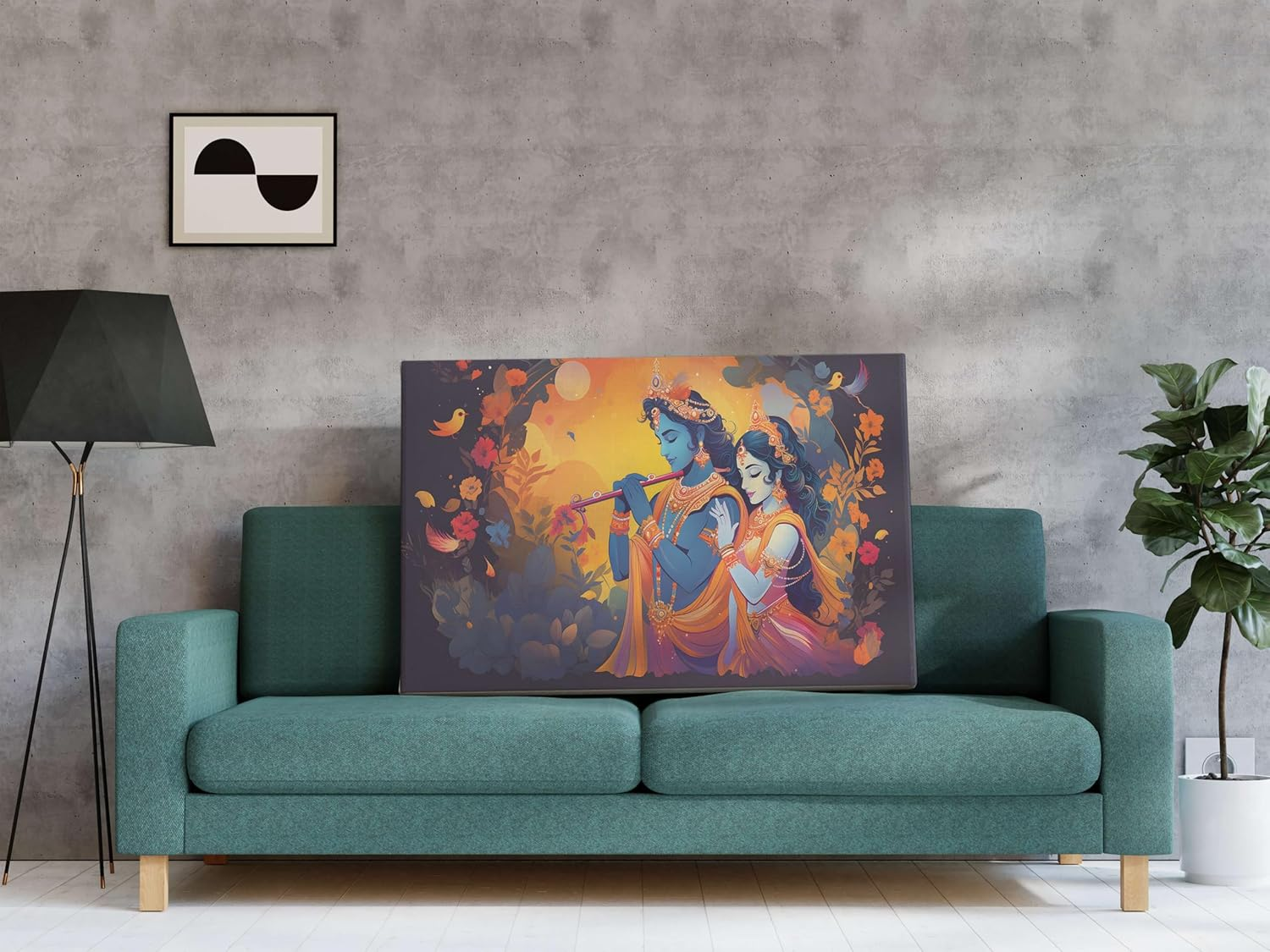 Done with Love Store Radha Krishna Paintings for Wall Decoration with Frame Canvas Painting for Living Room Bedroom Home Office & Hotels (34 Inch X 22 Inch CH-RK-LDP8) image number 3