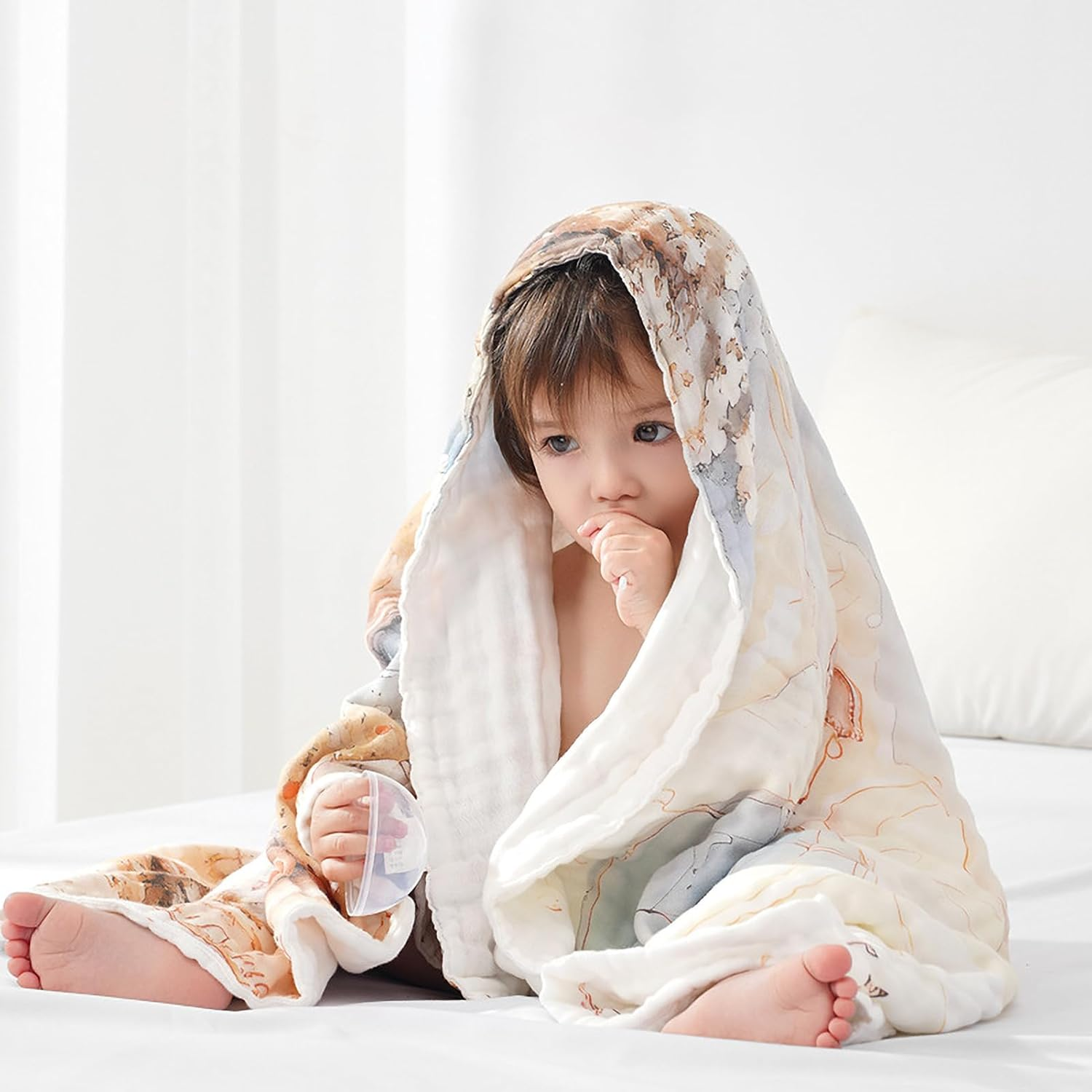 ZONEY Baby Swaddle Blankets,100% Cotton Muslin 6 Layer Crib Blanket Quilt Suit for Newborn,Baby Toddler Children and Kids, Super Soft, Lightweight Large Size 41.3X41.3Inchs (Submarine) - Submarine image number 3