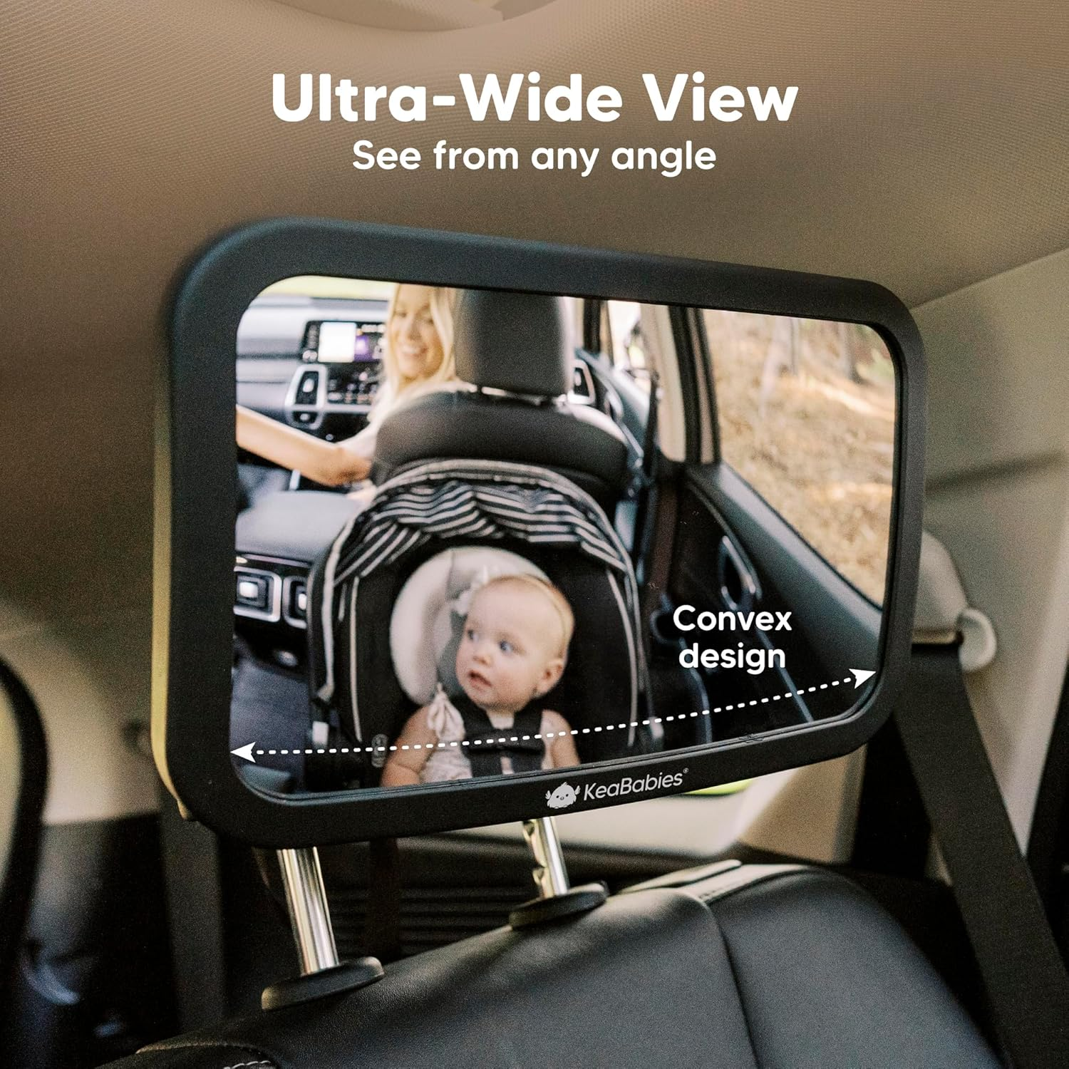 Safety Baby Car Seat Mirror - Wide Shatterproof Backseat Infant Car Mirror for Baby Rear Facing, Crystal Clear View, Travel Accessories, Easy Install & Adjustable for Removable Headrest (Matte Black) image number 6