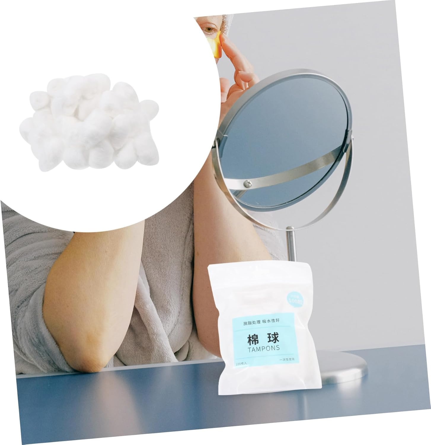 300Pcs Soft Absorbent Cotton Balls for Nail Polish Makeup Removal Pure Cotton Beauty Salon in Resealable Bags Bulk Pack image number 2