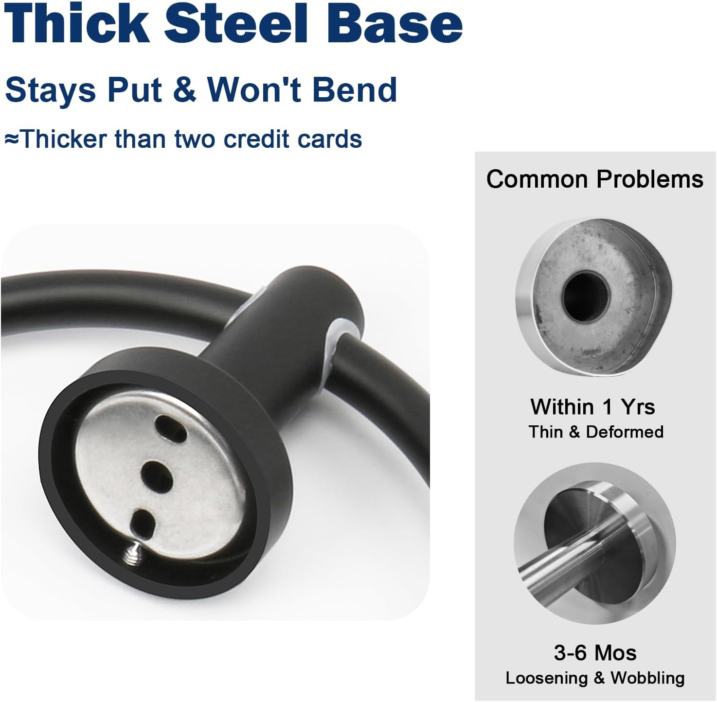 Nearmoon Bath Towel Ring, Bathroom Hardware Accessories-Thicken Stainless Steel Hand Towel Holder for Bathroom, Modern round Towel Hanger Wall Mounted (Matte Black, 1 Pack) - 4, Brushed Nickel image number 3