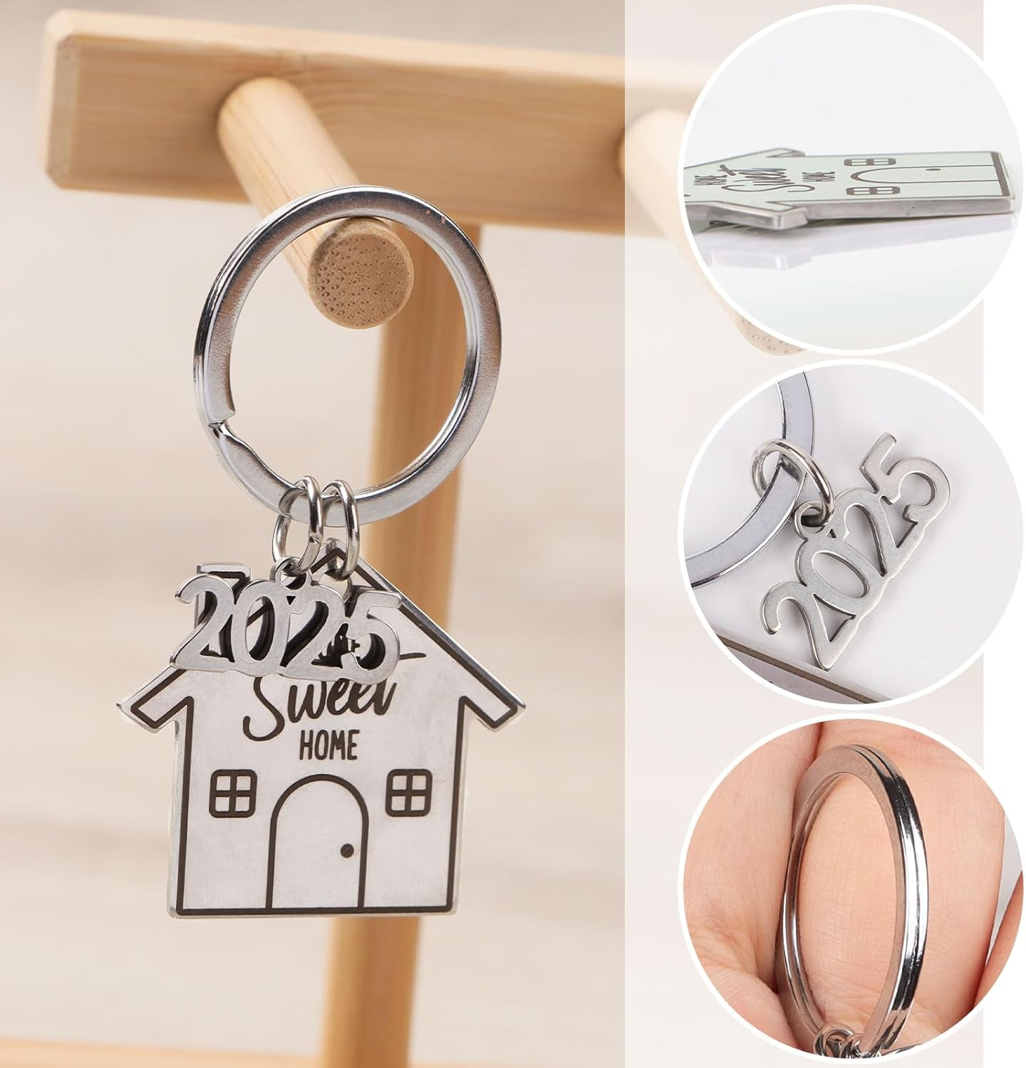 2Pc New Home Keyring New Home Gifts for Couple House Warming Gifts New Home Sweet Home Key Chain with Envelope First Home Gifts image number 6