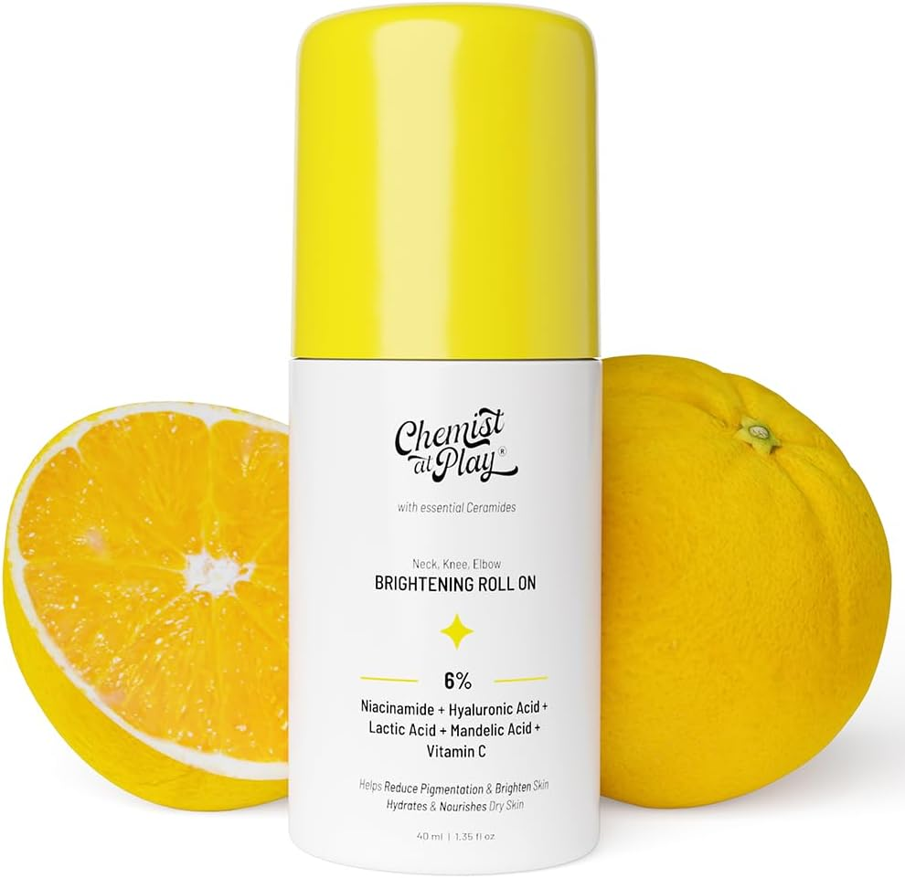 Chemist at Play Brightening & Whitening Roll on for Neck, Knee & Elbow with 6% Vitamin C+ Hyaluronic Acid + Ahas + Niacinamide + Ceramides Exfoliates, Brightens Skin & Hydrates Dry Skin 40Ml image number 5