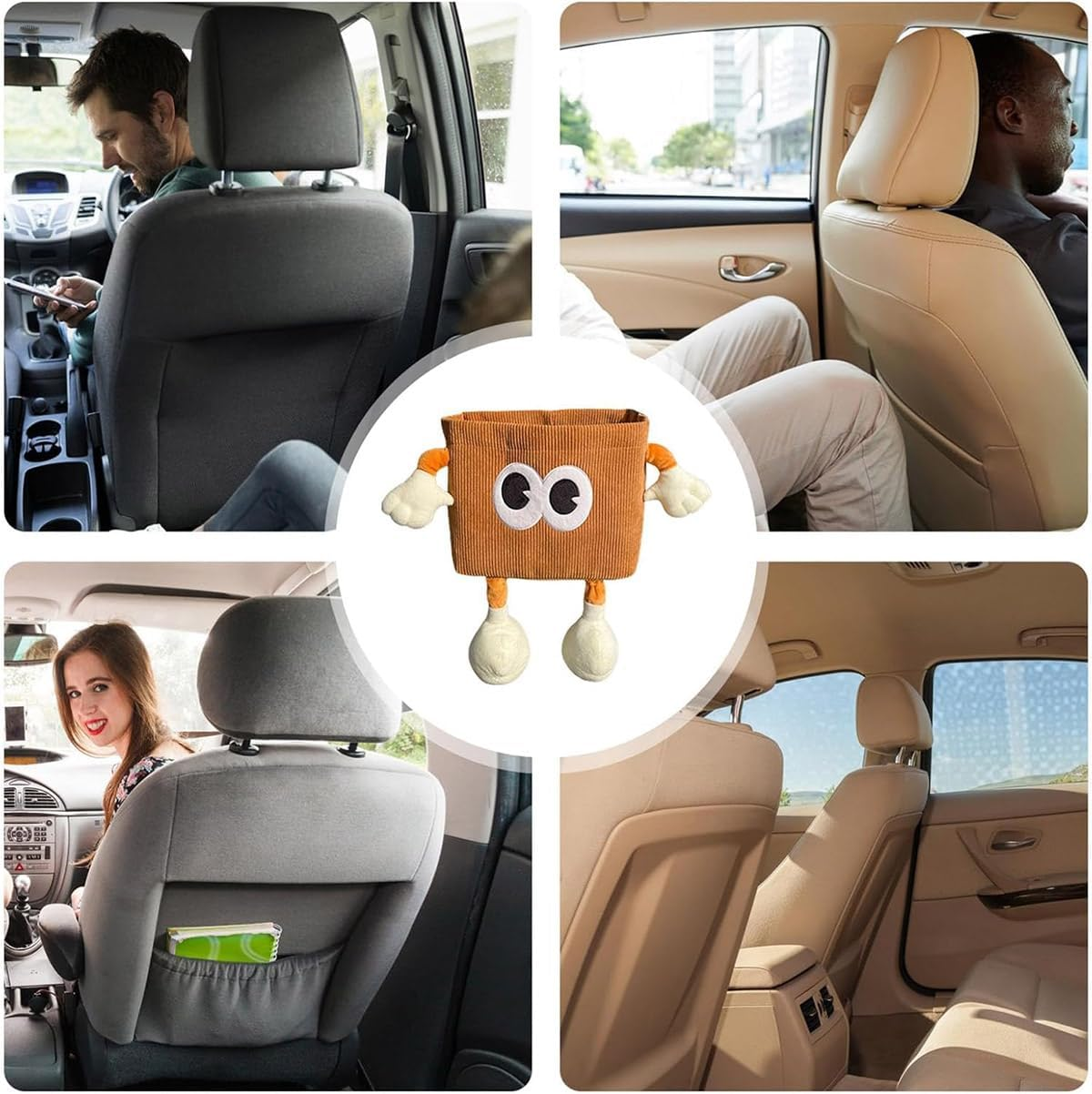 AIMALL Multi-Function Car Storage Box, 2-In-1 Tissue Box and Trash Can, Creative Car Accessories, Size: 9.45" X 7.48" image number 4