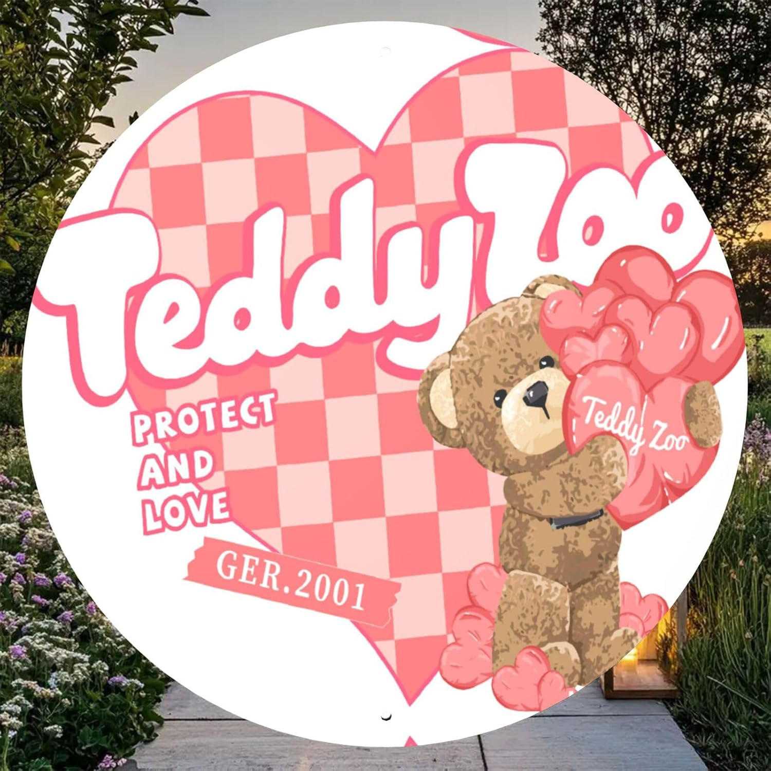 Round Love Decorative Painting Tin Sign Home Outdoor Bar Art Deco Aluminum Painting Metal Poster Fade Resistant Durable 20CM Diameter image number 2